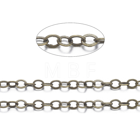 Brass Flat Oval Cable Chains CHC025Y-AB-1