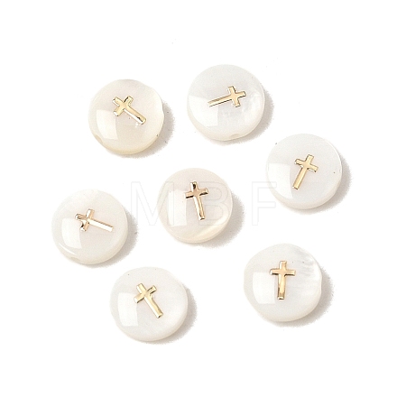 Natural Freshwater Shell Flat Round Beads X-SHEL-C009-01E-1