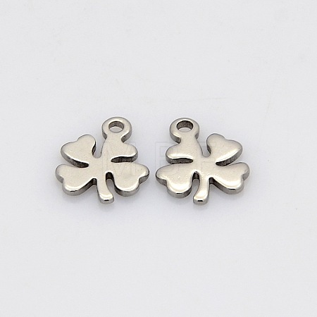 Tarnish Resistant Four Leaves Clover 304 Stainless Steel Charms STAS-N025-05-1
