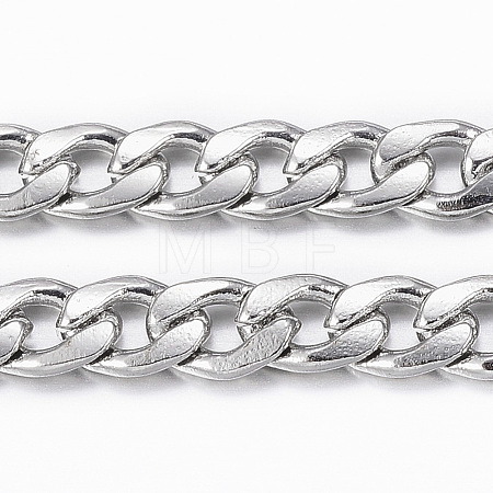 Non-Tarnish 3.28 Feet 304 Stainless Steel Cuban Link Chains X-CHS-H009-14P-1