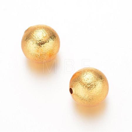 Round Matte Brass Beads KK-D509-03G-1