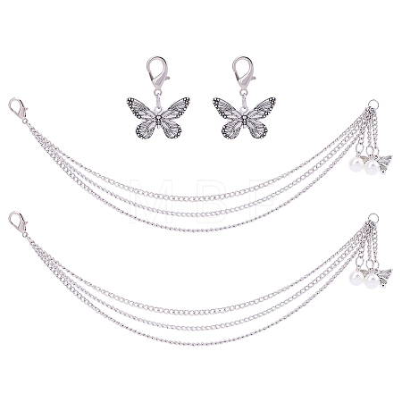 2Pcs Butterfly Alloy Shoe Charms AJEW-ME0003-05-1
