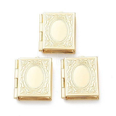 Brass Locket Pendants KK-P199-11G-1