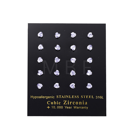 Cubic Zirconia Ear Studs X-EJEW-E098-H-02-1