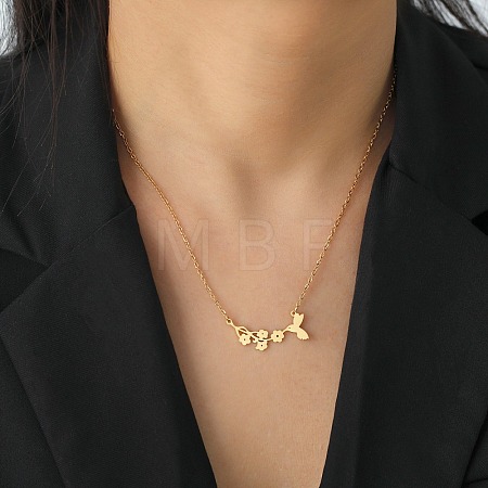 304 Stainless Steel Pendant Necklaces NJEW-H010-01G-1