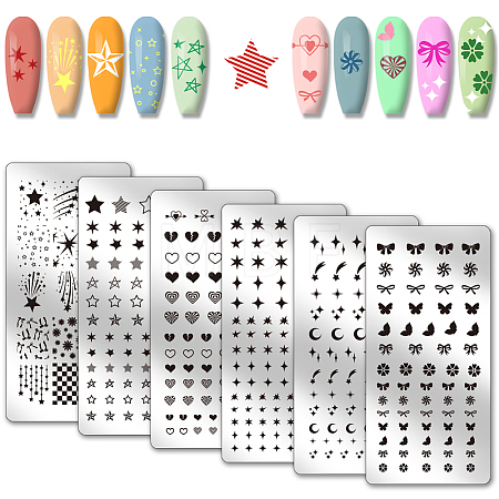 Stainless Steel DIY Nail Art Templates MRMJ-WH0098-041-1