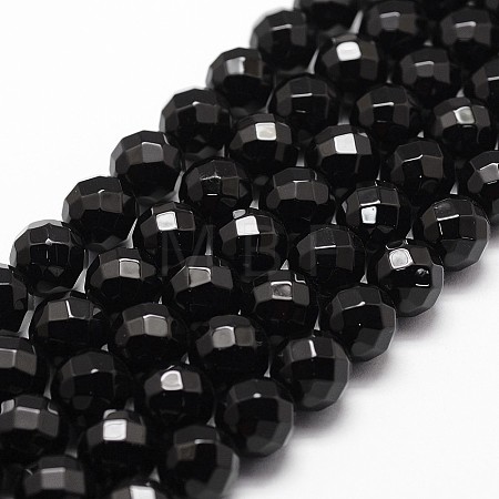 Natural Dyed & Heated Black Onyx Beads Strands X-G-D840-23-10mm-1