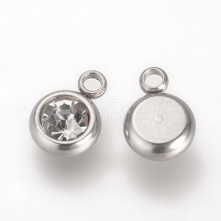 201 Stainless Steel Rhinestone Charms X-STAS-S068-04-1