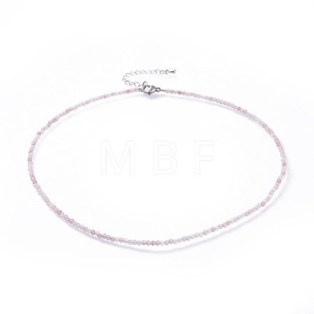 Natural Strawberry Quartz Beaded Necklaces NJEW-JN02492-06-1