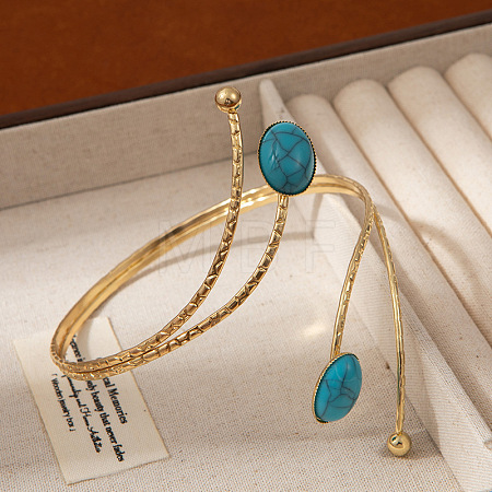 Alloy Pave Synthetic Turquoise Upper Arm Bangles WG46D8B-03-1