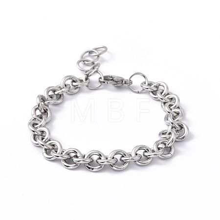 Tarnish Resistant 304 Stainless Steel Rolo Chain Bracelets BJEW-F433-01P-1