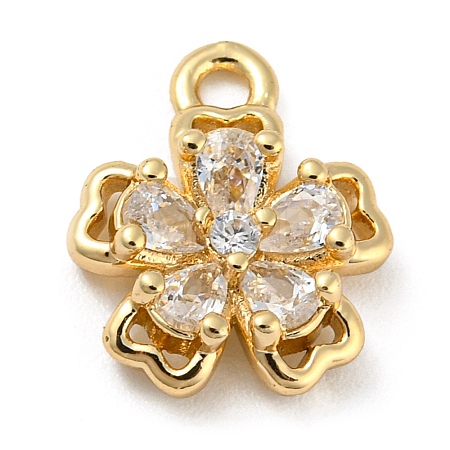 Brass with Clear Cubic Zirconia Charms KK-G478-02D-KCG-1