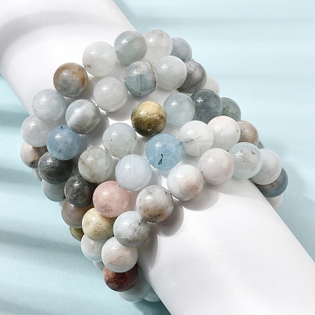 12MM Natural Aquamarine Round Beaded Stretch Bracelets for Women GG-CBA6C75-A01-12mm-1