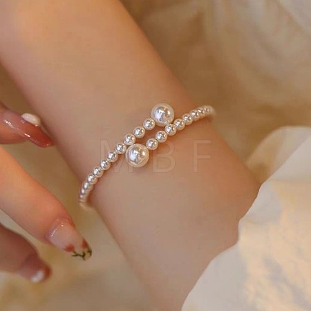 Resin Imitation Pearl Beaded Cuff Bangles for Women WGD81E8-10-1