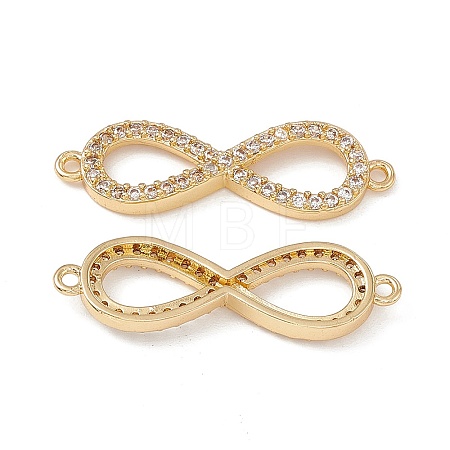 Brass Micro Pave Clear Cubic Zirconia Connector Charms KK-E068-VB386-1