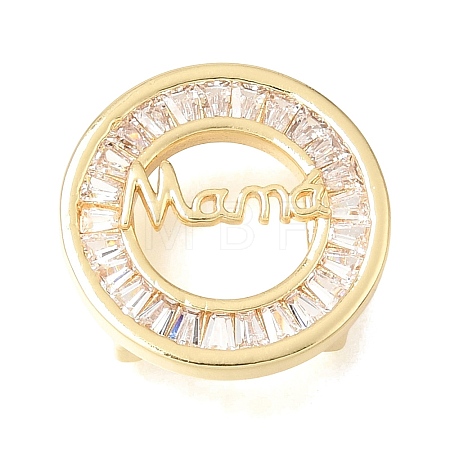 Mother's Day Brass Micro Pave Cubic Zirconia Slide Charms KK-E802-21G-A-1