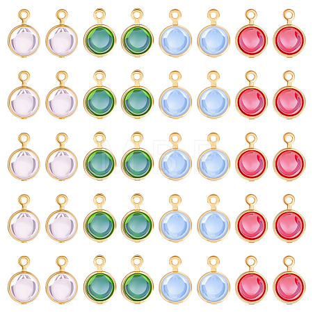 40Pcs 4 Colors 304 Stainless Steel Wrapped Dyed Natural Quartz Round Charms STAS-UN0063-75-1