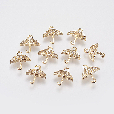 Brass Micro Pave Cubic Zirconia Charms KK-A144-002G-1