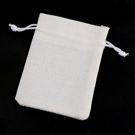 Polyester Imitation Burlap Packing Pouches Drawstring Bags ABAG-R005-18x13-21-1