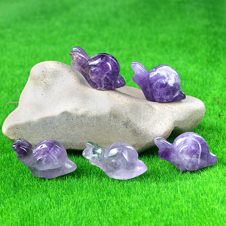 Natural Amethyst Carved Healing Snail Figurines PW-WG23180-15-1