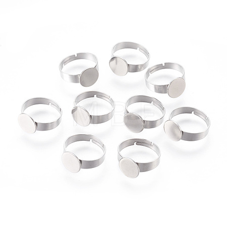 Tarnish Resistant Adjustable 304 Stainless Steel Finger Rings Components X-STAS-F149-21P-A-1