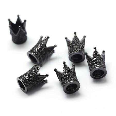 Rack Plating Brass Cubic Zirconia Beads ZIRC-S034-01B-1