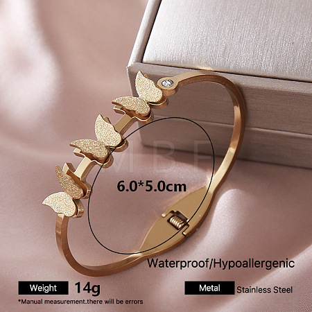304 Stainless Steel Crystal Rhinestone Hinged Cuff Bangles for Women FK7426-4-1