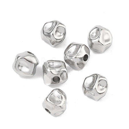 Hammered 304 Stainless Steel Beads STAS-B127-01P-08-1