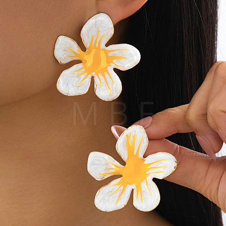 Alloy Enamel Stud Earrings for Women WG42214-01-1