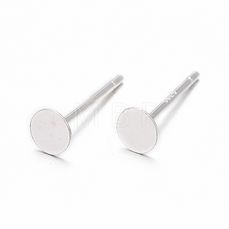 925 Sterling Silver Round Flat Pad Stud Earring Findings STER-T002-200S-1