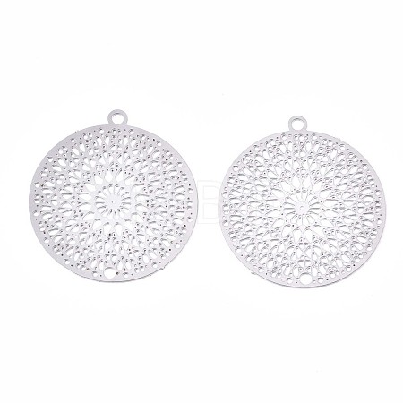 Tarnish Resistant 201 Stainless Steel Filigree Pendants STAS-R102-12P-1
