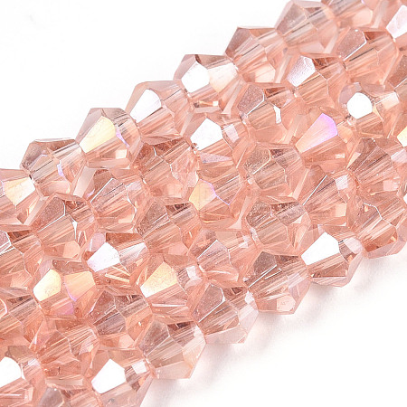 Transparent Electroplate Glass Beads Strands GLAA-F029-4mm-A15-1