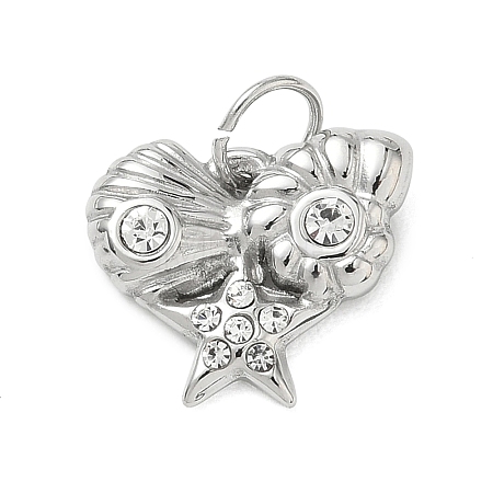 304 Stainless Steel & Crystal Rhinestone Pendants STAS-G391-02P-01-1