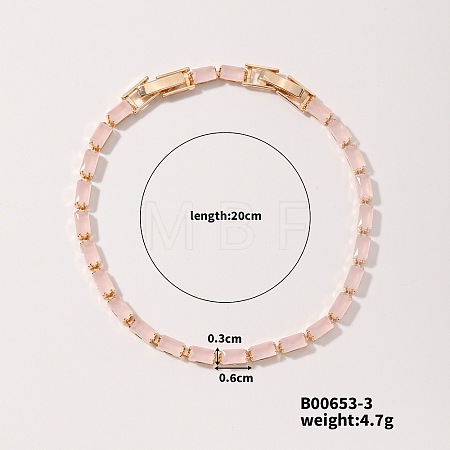 Elegant and Versatile Rectangle Brass Glass Bracelets for European and American Fashion QW9736-3-1