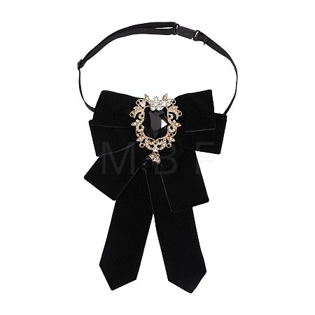Polyester Bow Tie with Alloy Glass Brooch AJEW-WH0481-784A-1