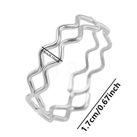 304 Stainless Steel Wave Round Ring FX7669-1-1