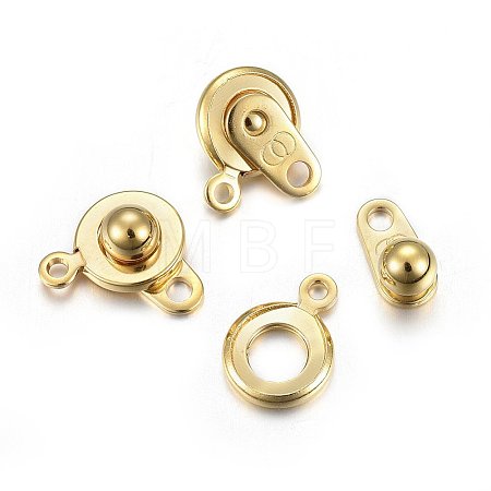 201 Stainless Steel Snap Clasps X-STAS-C042-02G-1