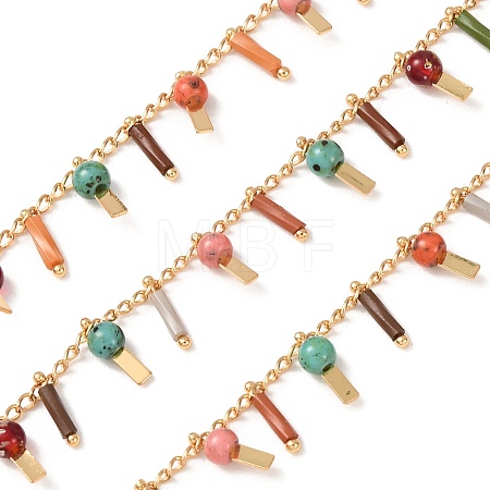 Brass & Glass Seed Beaded Chain KK-CBA3B44-10G-1