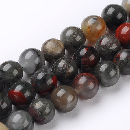 Natural African Bloodstone Beads Strands G-L383-06-8mm-1