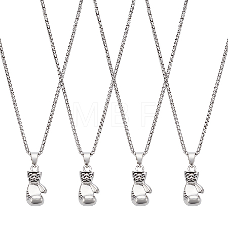 4Pcs Alloy Boxing Gloves Pendant Necklaces NJEW-UN0001-63AS-1