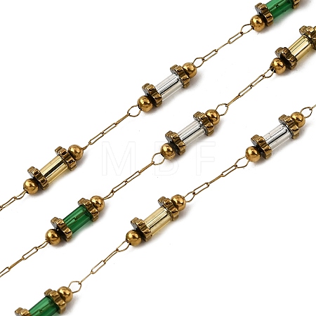 Handmade 304 Stainless Steel Glass Column Link Chains CHS-L032-14G-02-1