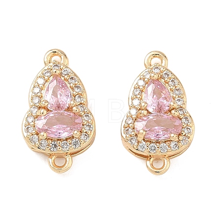 Brass Micro Pave Cubic Zirconia Links Connector Charms KK-K351-77G-05-1