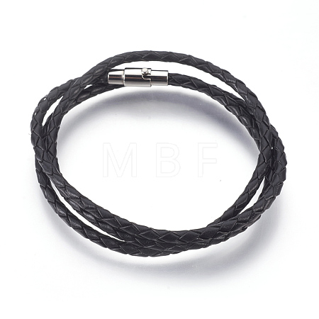 Leather Braided Cord Wrap Bracelets/Necklaces BJEW-JB03919-01-1