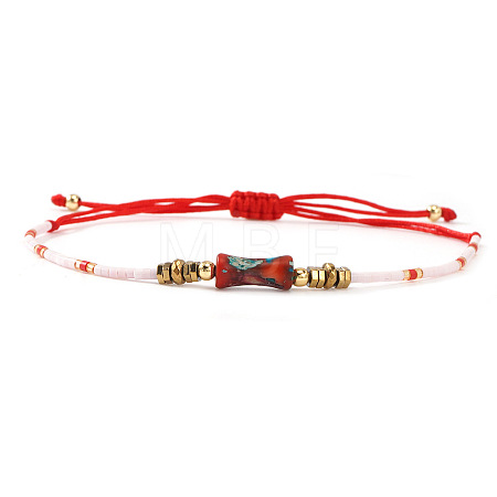Bohemian Natural Gemstone & Glass Seed Bead Braided Bead Bracelets for Unisex OP0530-4-1