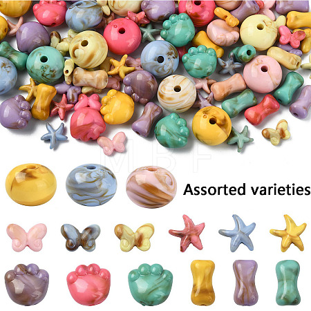 150Pcs 5 Styles Acrylic Beads SACR-YW0002-08-1