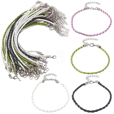 50Pcs Trendy 3MM Round Braided Imitation Leather Cord Bracelet Making BJEW-CL0001-45-1