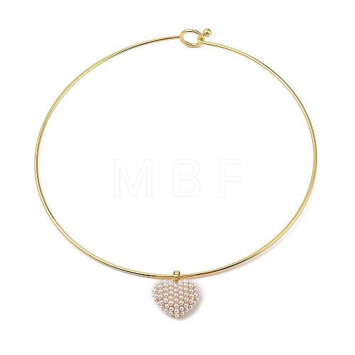 Brass with ABS Imitation Pearl Charm Bangles BJEW-Q350-05C-G-1