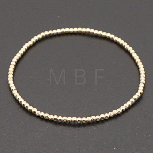 Classic Golden Tone Round Brass Beaded Stretch Bracelets for Women Men IN4084-7-1