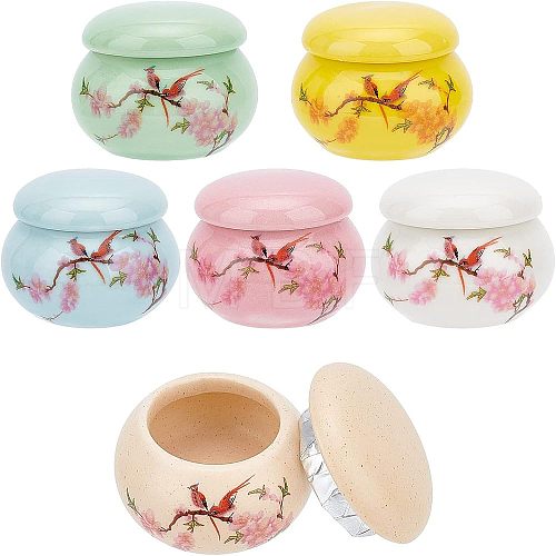  6Pcs 6 Colors Porcelain Mini Tea Storage Containers CON-NB0001-94-1