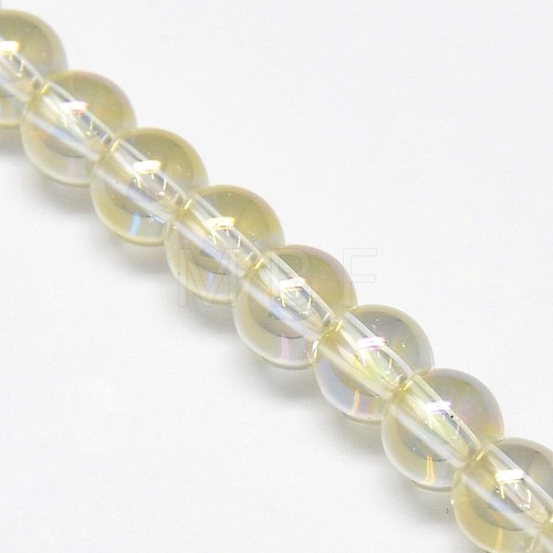 Electroplate Crystal Glass Round Beads Strands EGLA-F037-6mm-A01-1